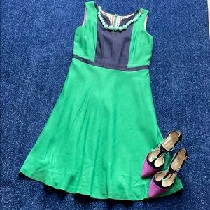 Boden Green & Navy Monica Dress